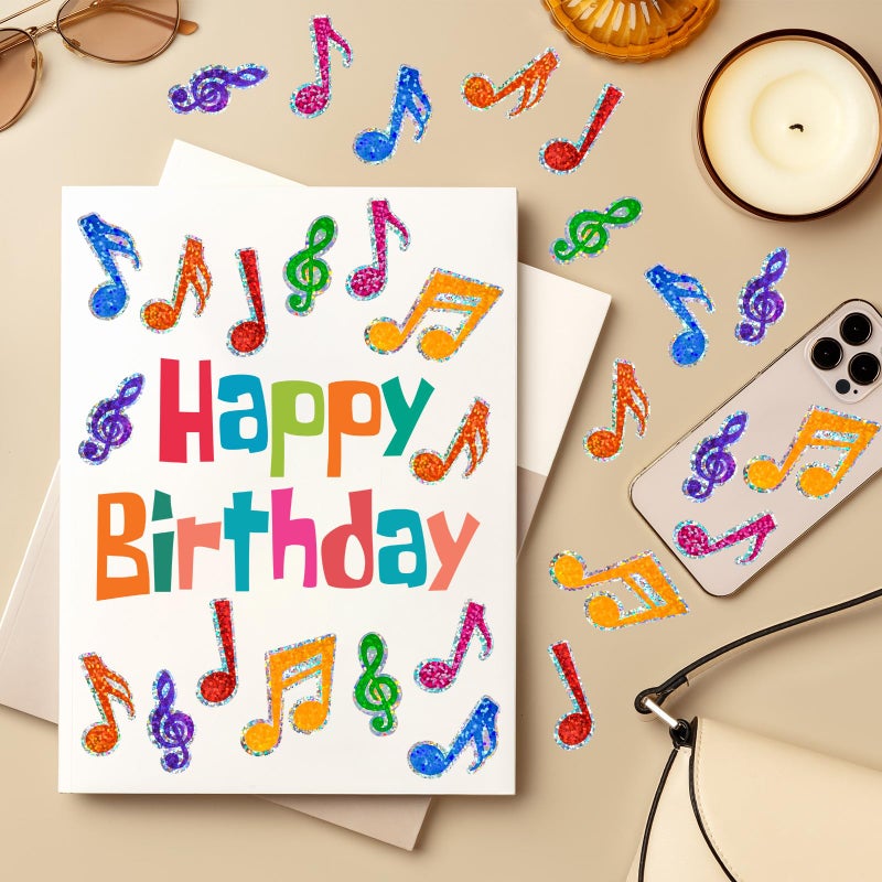 Whaline Colorful Musical Notes Stickers Roll Laser Music Seal Stickers Waterproof Self-Adhesive Decals for Back to School Envelope Scrapbook Decor Holiday Party Supplies, 500 Pcs - Image 5